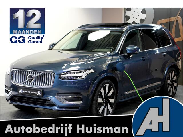 Volvo XC90 2.0 T8 AWD 335kW/455pk Aut8 Recharge Long Range Ultimate Bright LUCHTVERING + PANORAMADAK + HARMAN/KARDON + STOELVERWARMING V&A + STUURVERWARMING + STOELVENTILATIE + ADAPT.CRUISE + BLIS + GOOGLE DASH&SERVICES + 360 CAMERA + PARKSENSOREN + 21" LM-VELGEN!!